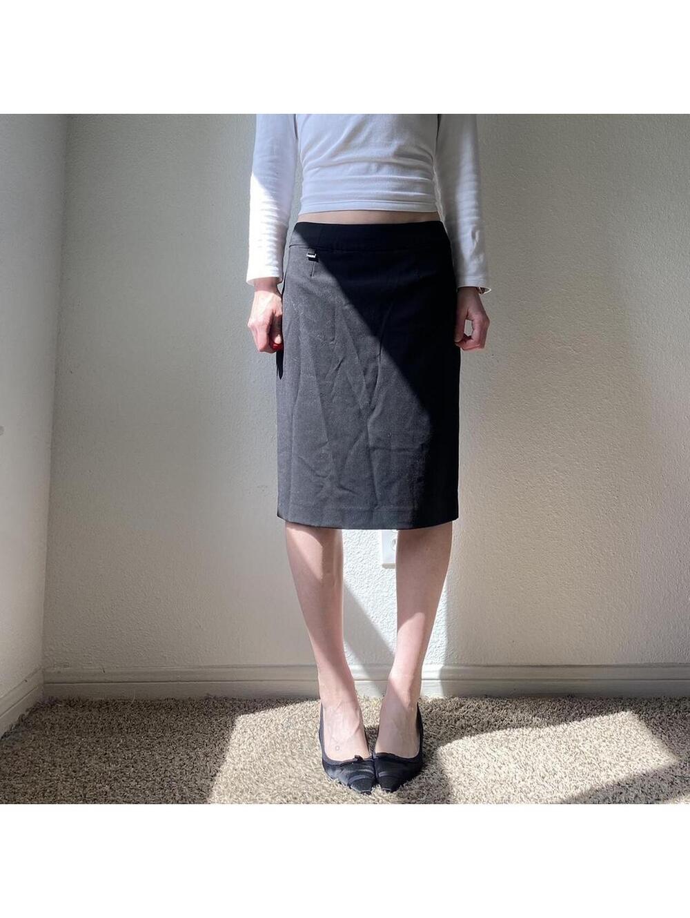 Vintage authentic y2k low rise midi black casual skirt
